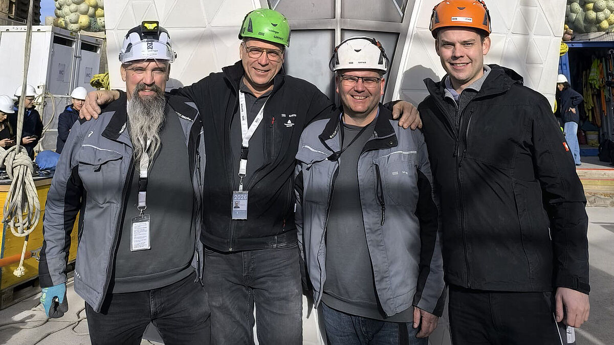Die Monteure von Gartner: von links Henning Steinborn, Rainer Deininger, Michal Gola, Stefan Ott.
