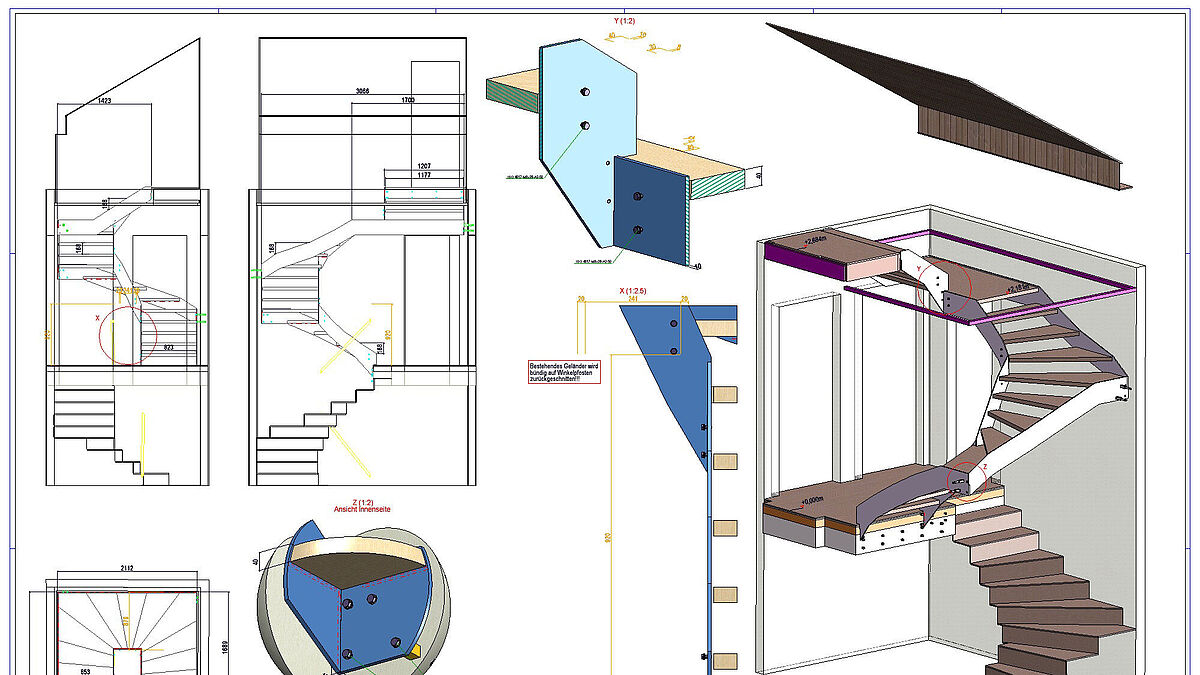 Auch für Treppenanlagen und Wangenabwicklung ist HiCAD bestens geeignet.