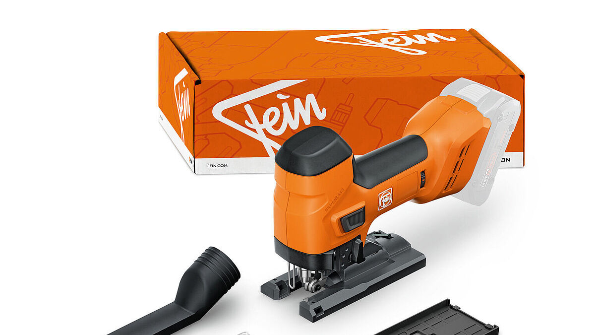 Kartonverpackungen sparen Gewicht und Platz gegenüber dem Versand im Koffer: Optional bei Fein verfügbar für Akku-Werkzeuge. Bild: Fein